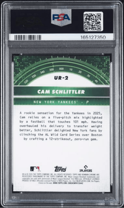 Graded 2026 Topps Bowman Cam Schlittler #UR2 Under the Radar Rookie RC Baseball Card PSA 10 Gem Mint