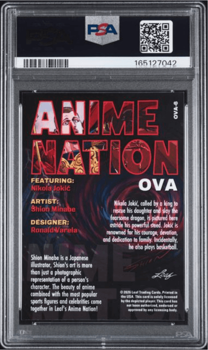 Graded 2026 Leaf Nikola Jokic #OVA6 Anime Nation OVA Basketball Card PSA 9 Mint