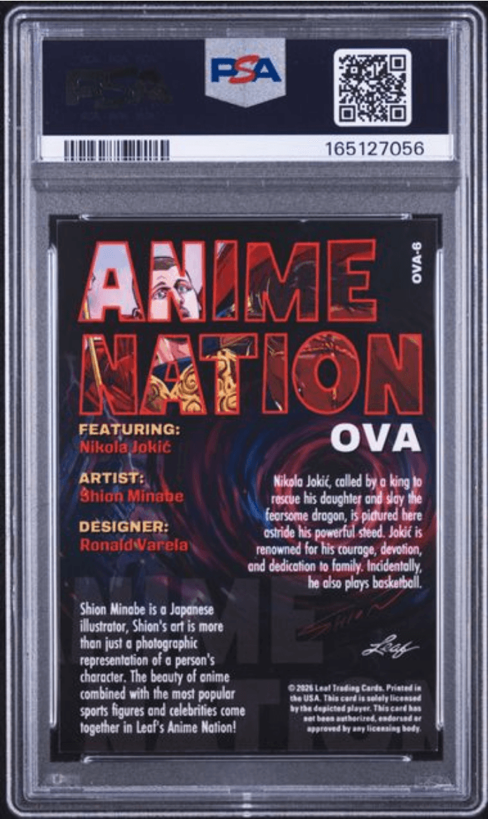 Graded 2026 Leaf Nikola Jokic #OVA6 Anime Nation OVA Basketball Card PSA 8 Near Mint