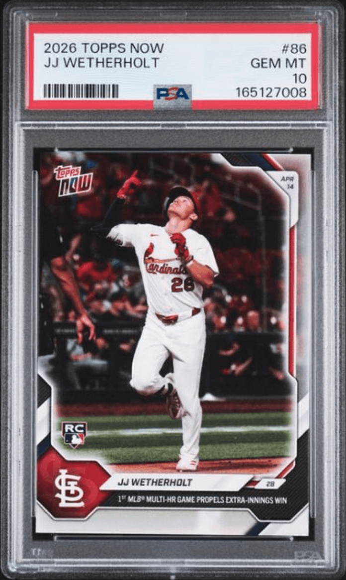 Graded 2026 Topps Now JJ Wetherholt #86 Rookie RC Baseball Card PSA 10 Gem Mint