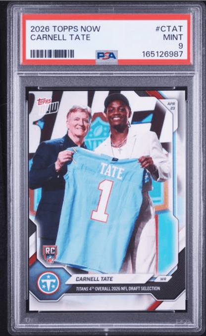 Graded 2026 Topps Now Carnell Tate #CTAT Rookie RC Football Card PSA 9 Mint