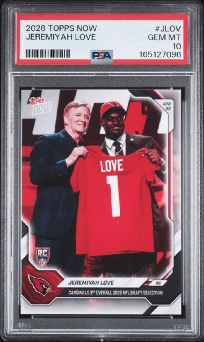 Graded 2026 Topps Now Jeremiyah Love #JLOV Rookie RC Football Card PSA 10 Gem Mint