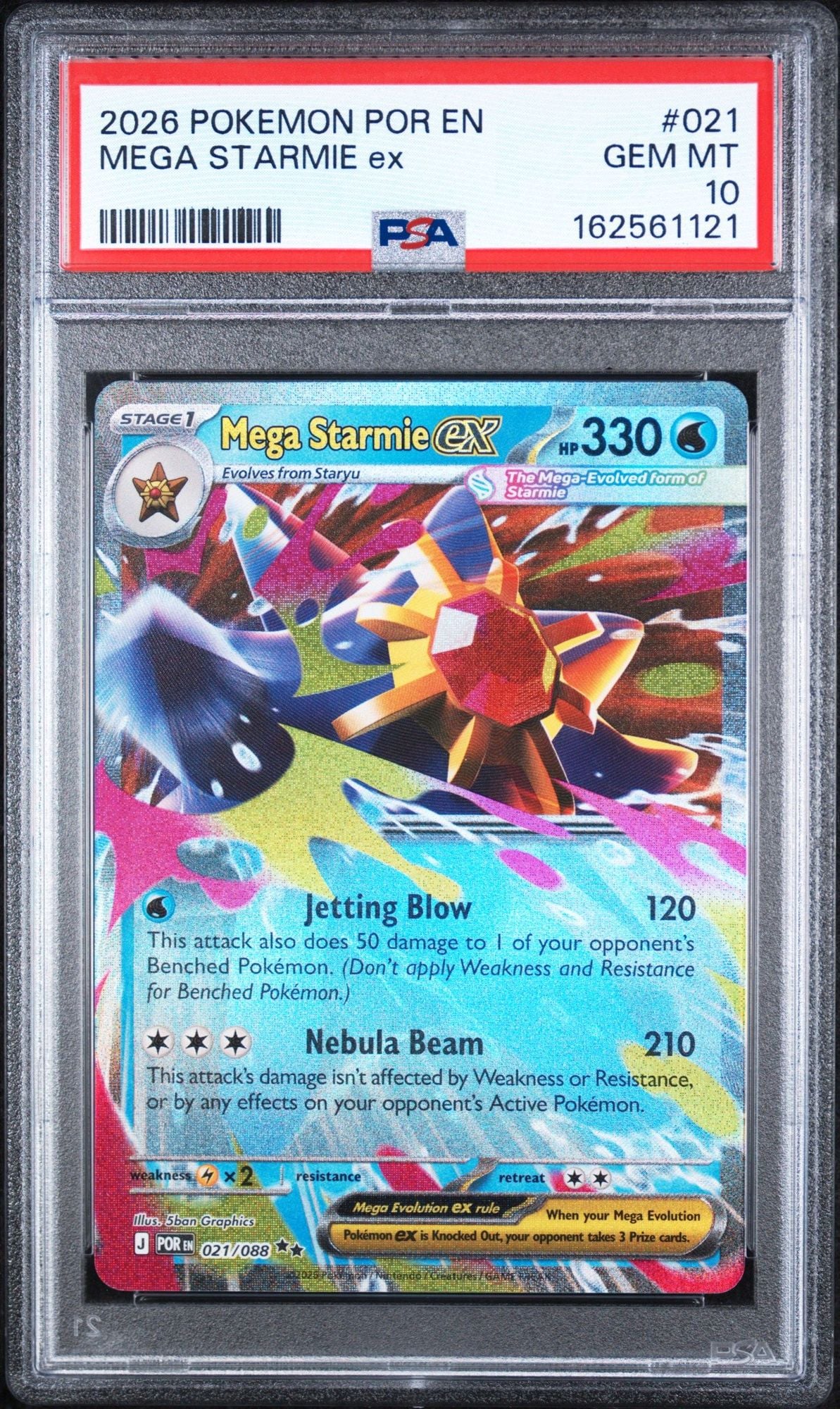 Graded 2026 Pokemon EN Perfect Order Mega Starmie ex #021 Trading Card Game PSA 10 Gem Mint