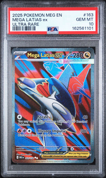 Graded 2025 Pokemon MEG EN Mega Latias #163 Ultra Rare Trading Card Game PSA 10 Gem Mint