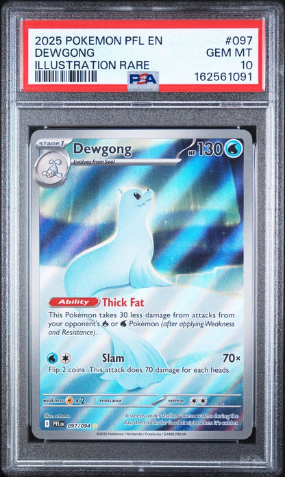 Graded 2025 PKM PFL EN Dewgong #097 Illustration Rare Trading Card Game PSA 10 Gem Mint