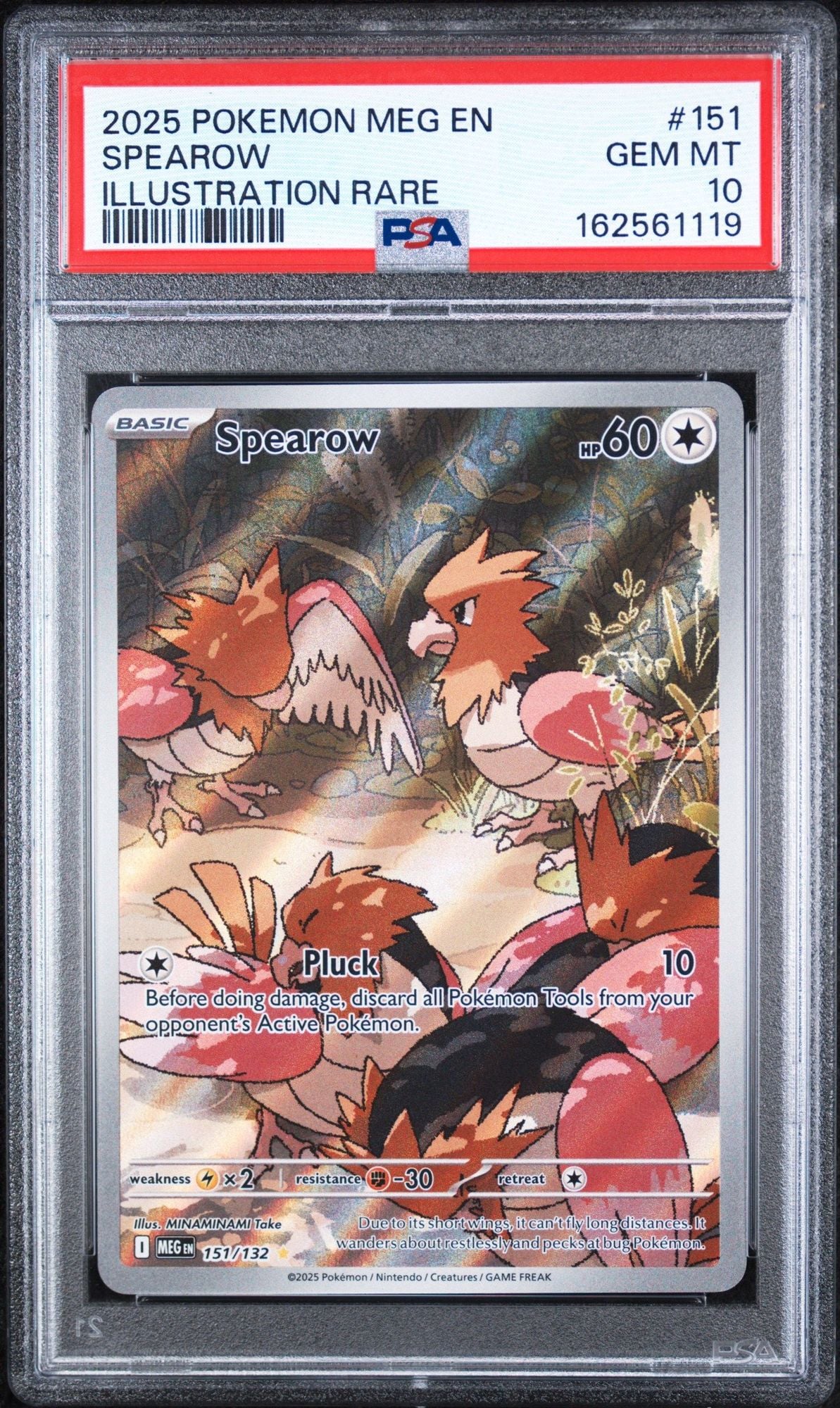 Graded 2025 Pokemon MEG EN Spearow #151 Illustration Rare Trading Card Game PSA 10 Gem Mint
