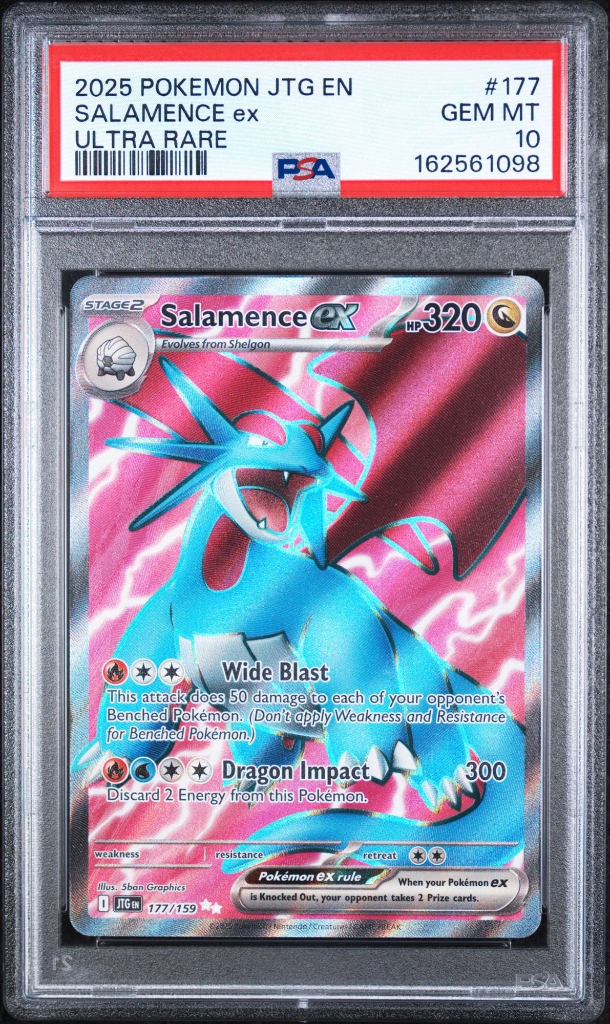 Graded 2025 PKM Journey Together EN Salamence ex #177 Ultra Rare Trading Card Game PSA 10 Gem Mint