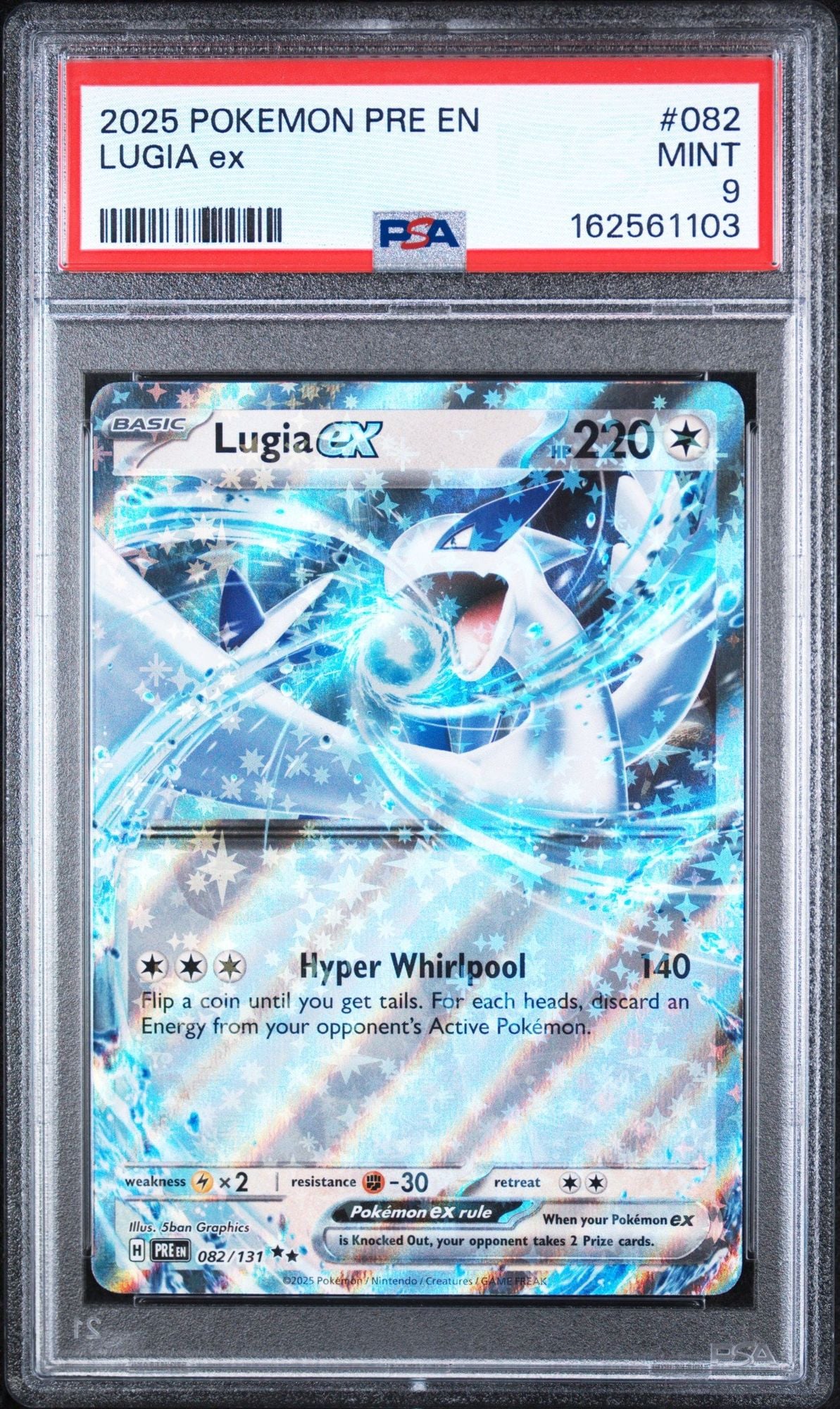 Graded 2025 Pokemon PRE EN Lugia ex #082 Prismatic Evolutions Trading Card Game PSA 9 Mint