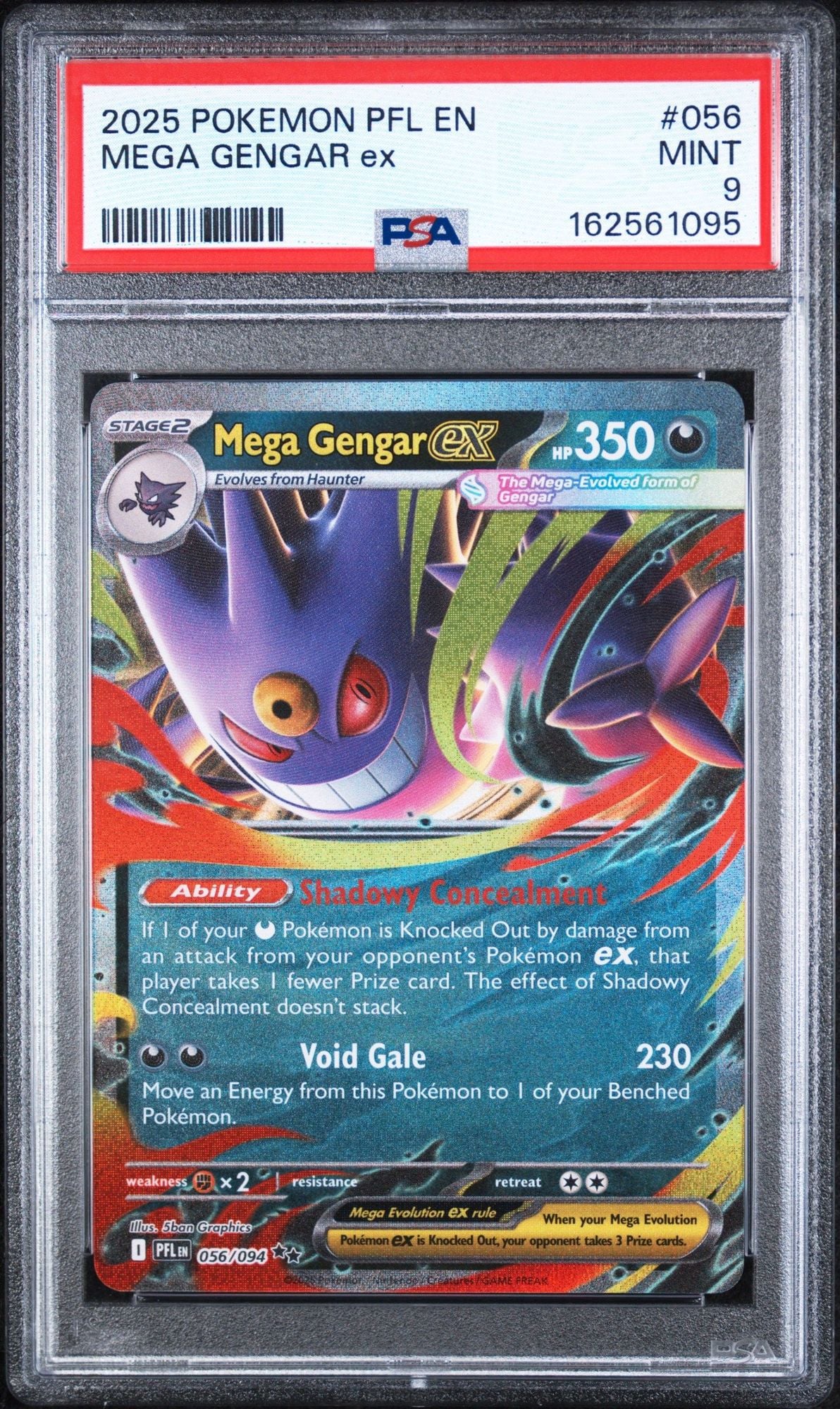 Graded 2025 Pokemon PFL EN Mega Gengar Ex #056 Trading Card Game PSA 9 Mint