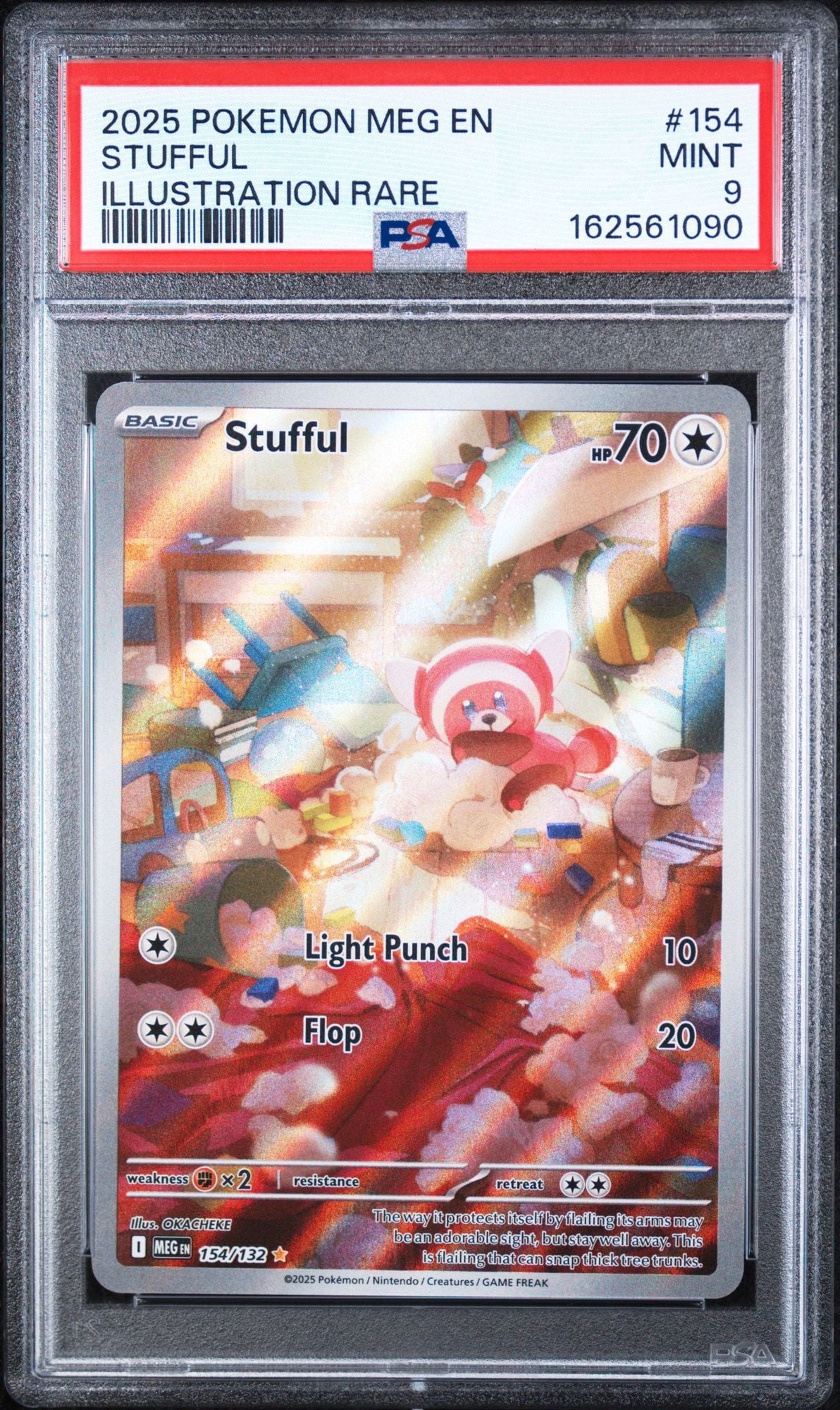 Graded 2025 Pokemon MEG EN Stufful #154 Illustration RareTrading Card Game PSA 9 Mint