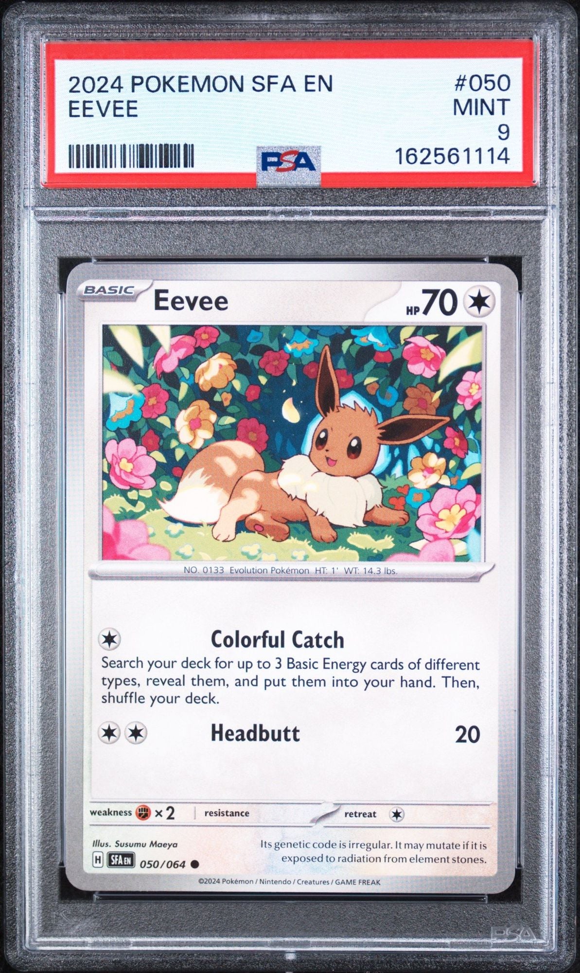 Graded 2024 Pokemon SFA EN Eevee #050 Trading Card Game PSA 9 Mint