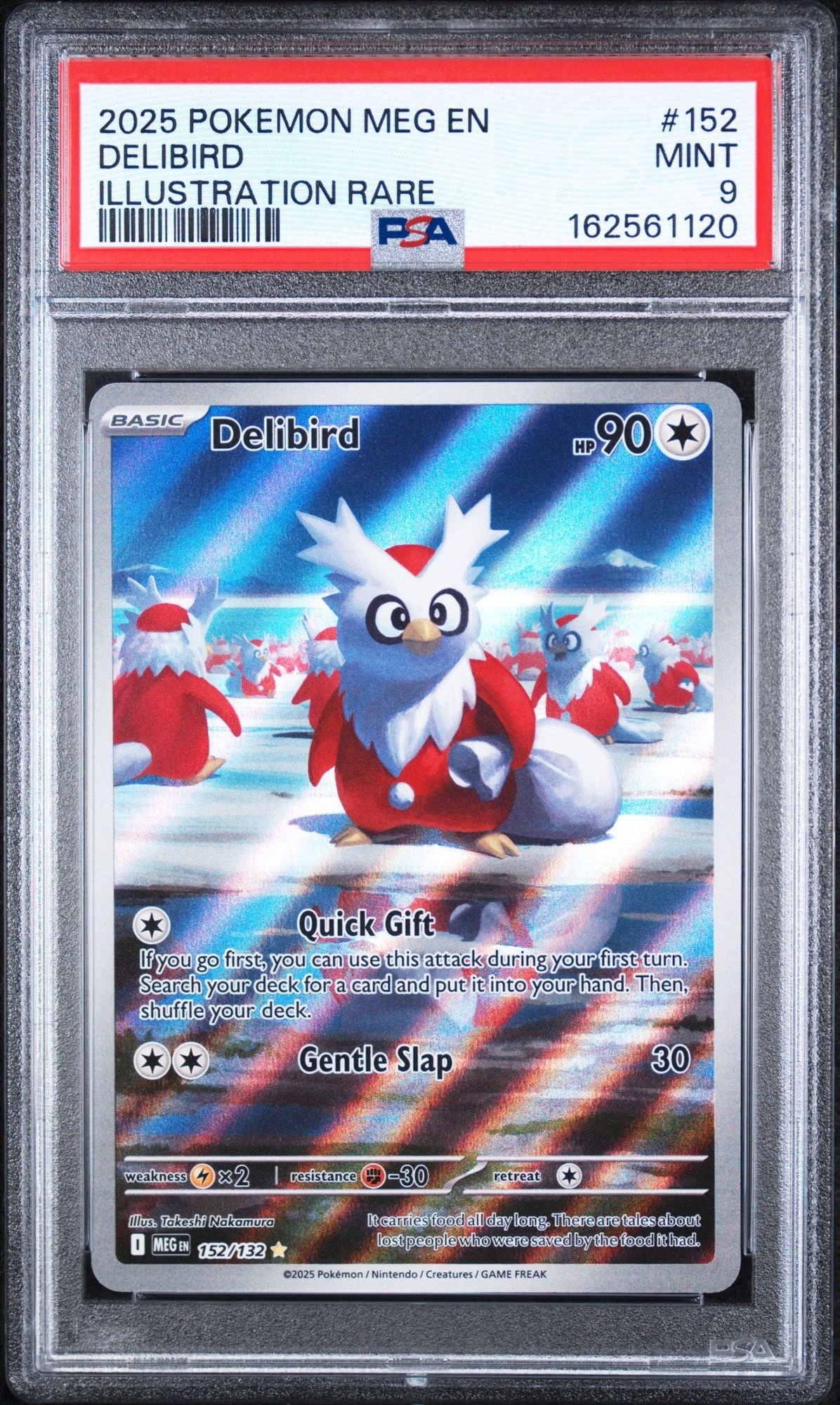 Graded 2025 Pokemon MEG EN Delibird #152 Illustration Rare Trading Card Game PSA 9 Mint