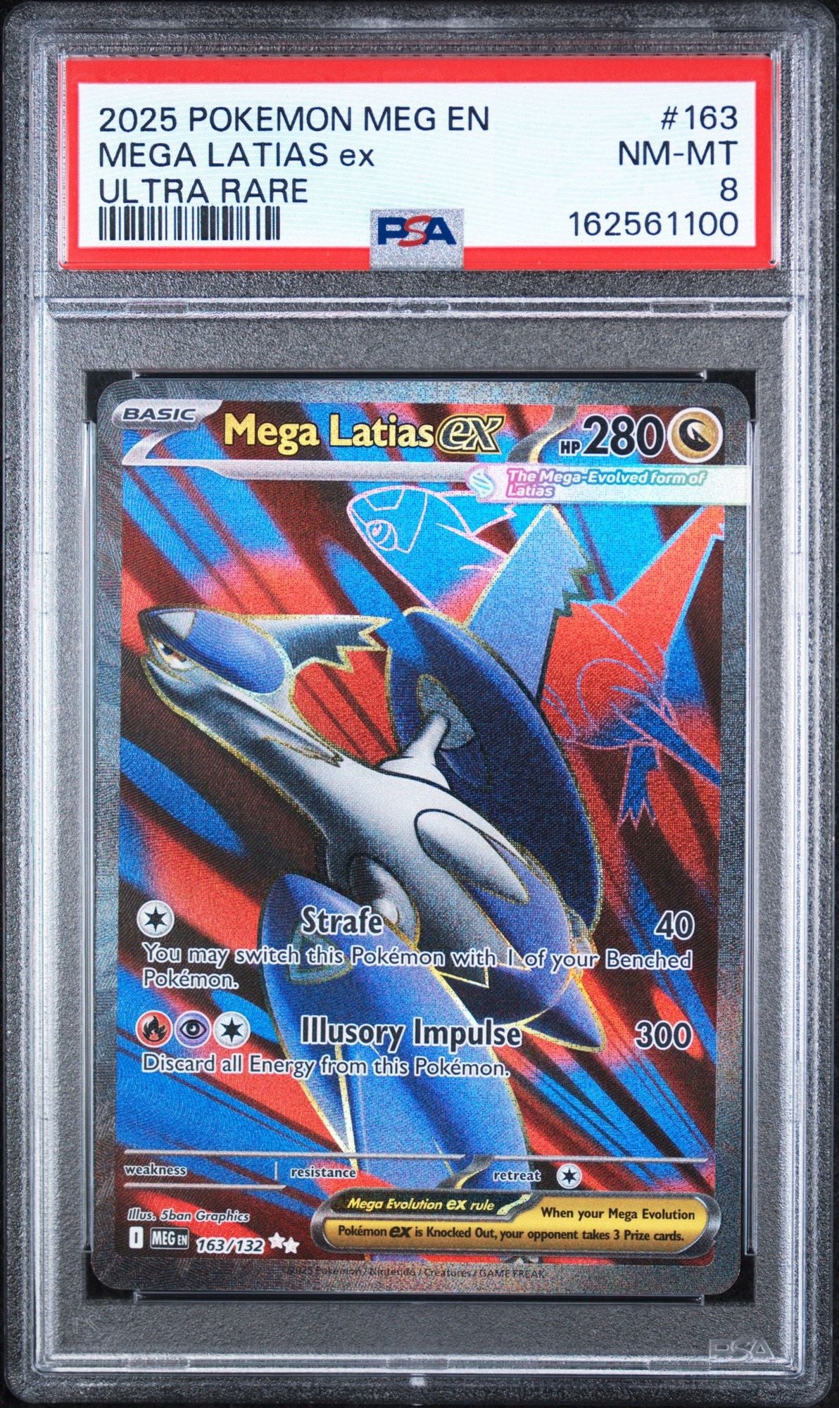 Graded 2025 Pokemon MEG EN Mega Latias #163 Ultra Rare Trading Card Game PSA 8 Near Mint
