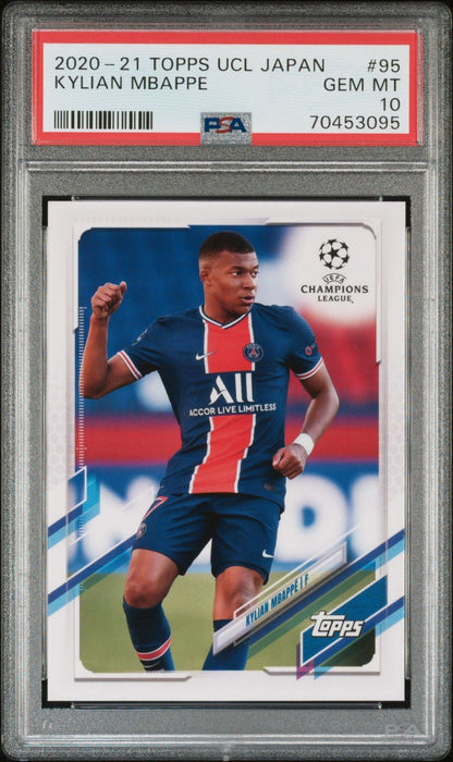 Graded 2020 Topps UCL Japan Kylian Mbappe #95 UEFA Champions League Soccer Card PSA 10 Gem Mint