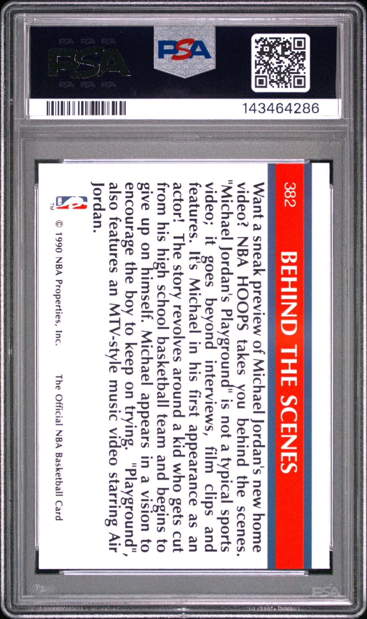 Graded 1990 NBA Hoops Michael Jordan #382 Playground Basketball Card PSA 10 Gem Mint