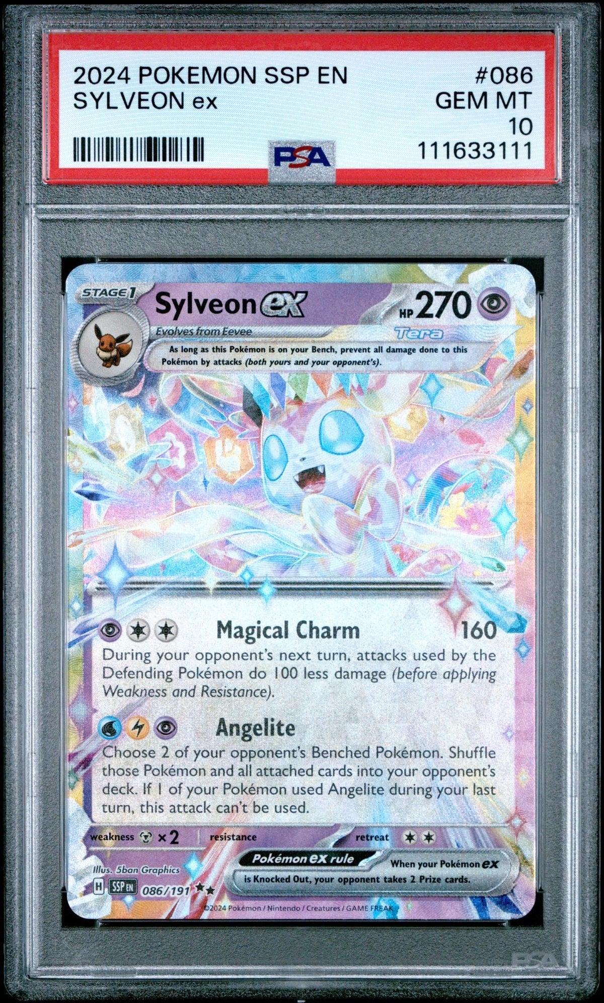Graded 2024 Pokemon Surging Sparks EN Sylveon ex #086 Trading Card Game PSA 10 Gem Mint