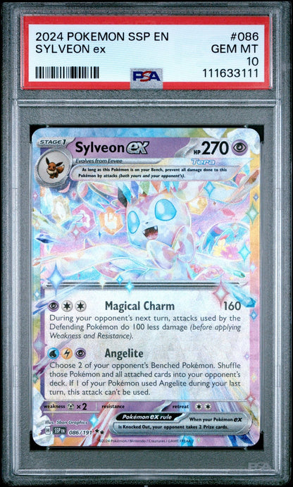 Graded 2024 Pokemon Surging Sparks EN Sylveon ex #086 Trading Card Game PSA 10 Gem Mint