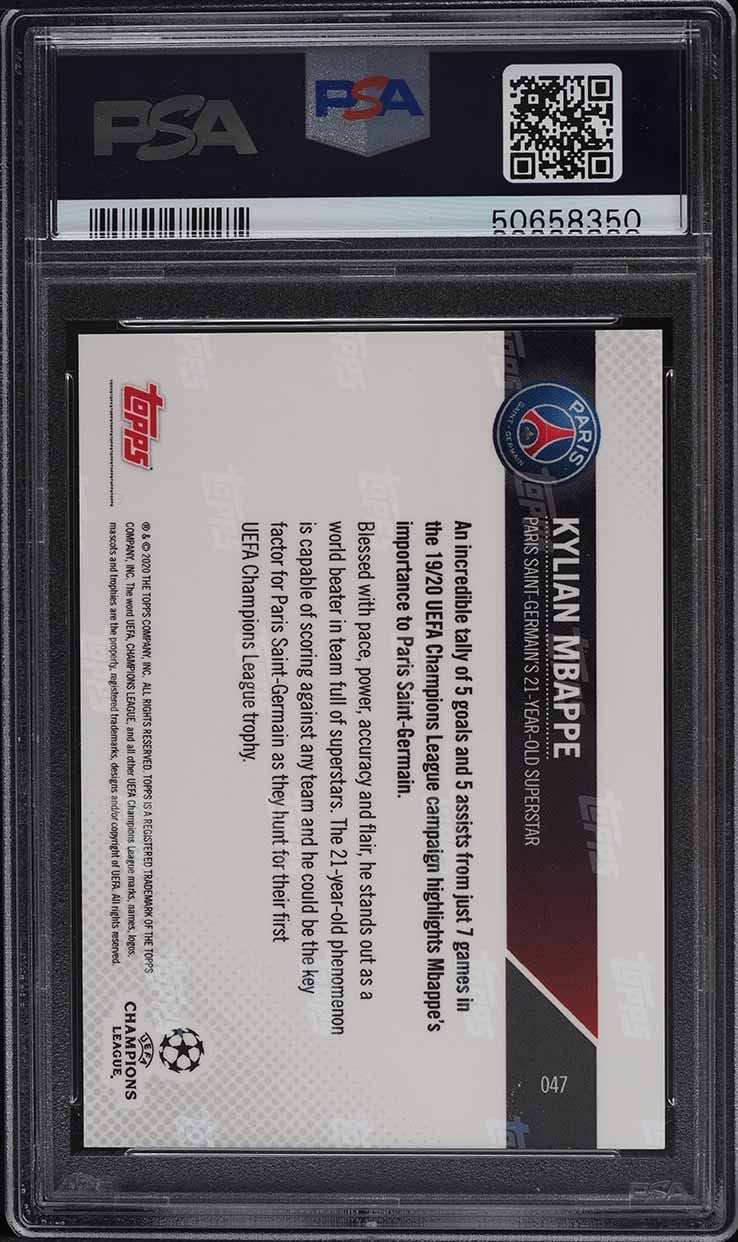 Graded 2019 Topps Now UCL Kylian Mbappe #47 UEFA Champions League One to Watch Soccer Card PSA 10 Gem Mint