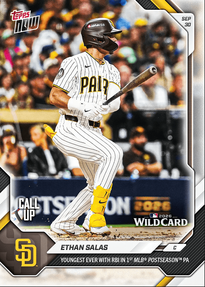 2026 Topps Now Ethan Salas #748 Youngest Ever with RBI in 1st MLB Postseason PA San Diego Padres Rookie RC Baseball Card