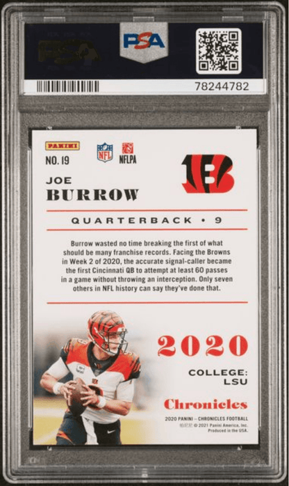 Graded 2020 Panini Chronicles Joe Burrow #19 Rookie RC Football Card PSA 10 Gem Mint