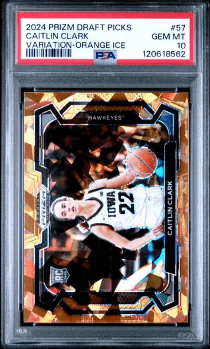 Graded 2024 Panini Prizm Draft Picks Caitlin Clark #57 Orange Ice Rookie RC Basketball Card PSA 10 Gem Mint
