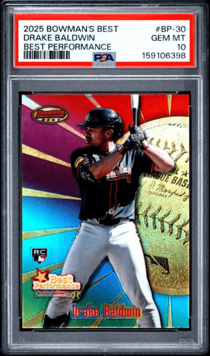 Graded 2025 Topps Bowmans Best Drake Baldwin #BP30 Best Performance Rookie RC Baseball Card PSA 10 Gem Mint