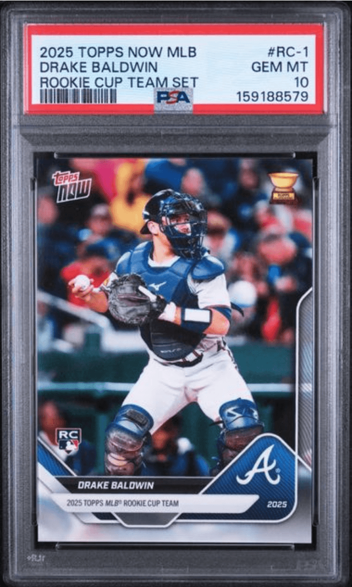 Graded 2025 Topps Now MLB Drake Baldwin #RC1 Rookie Cup Team Set Rookie RC Baseball Card PSA 10 Gem Mint