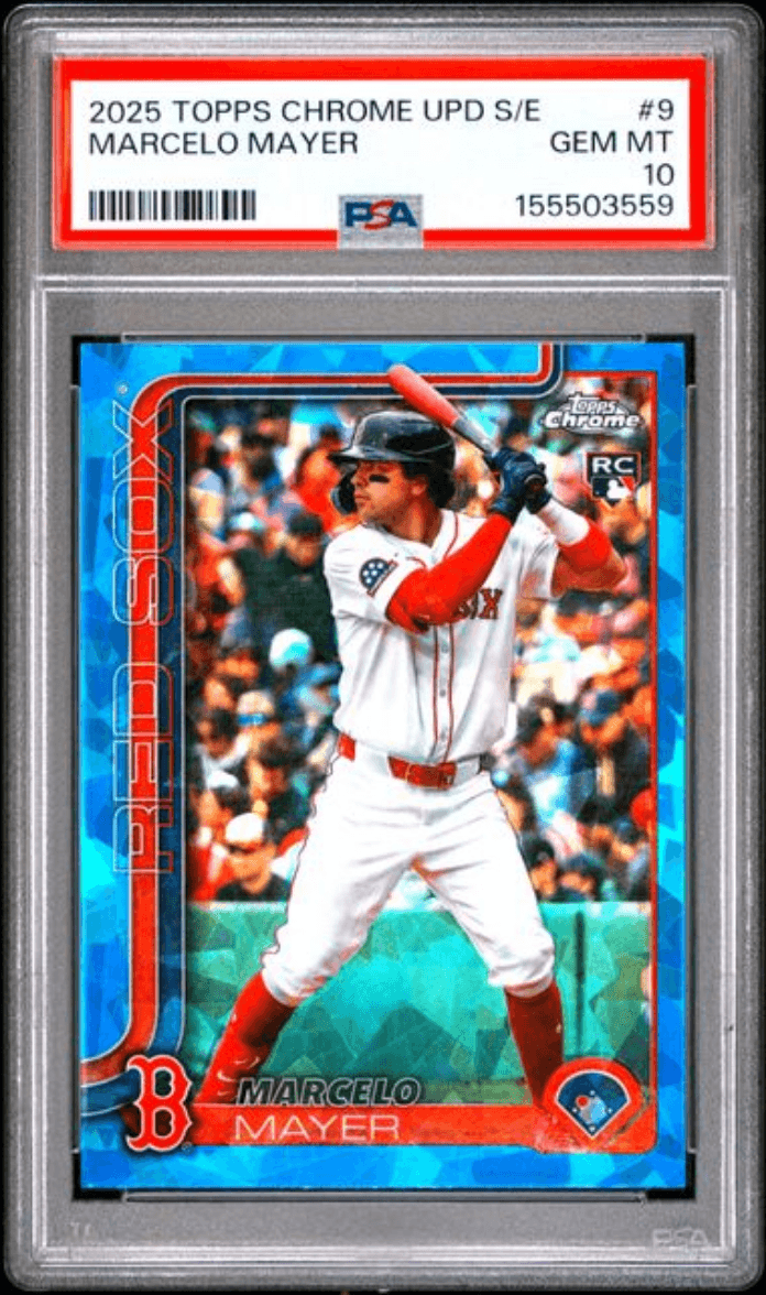 Graded 2025 Topps Chrome Update Sapphire Edition Marcelo Mayer #9 Rookie RC Baseball Card PSA 10 Gem Mint