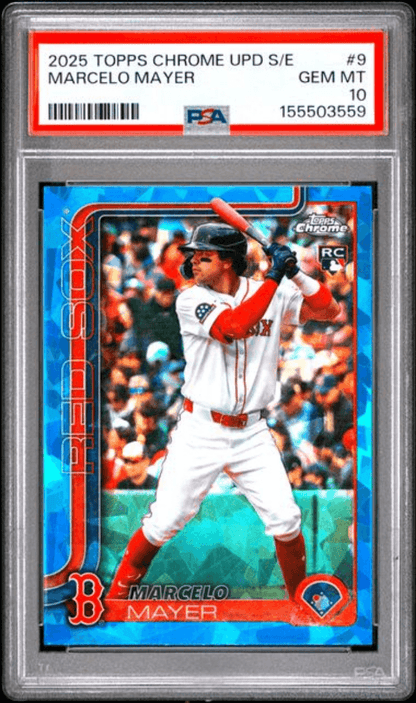 Graded 2025 Topps Chrome Update Sapphire Edition Marcelo Mayer #9 Rookie RC Baseball Card PSA 10 Gem Mint