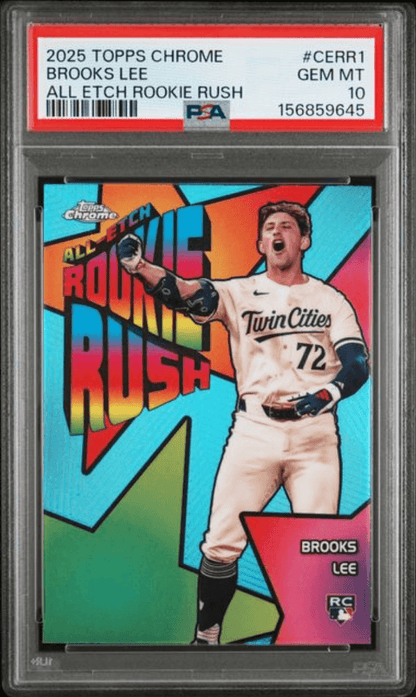Graded 2025 Topps Chrome Brooks Lee #CERR1 All Etch Rookie Rush Rookie RC Baseball Card PSA 10 Gem Mint