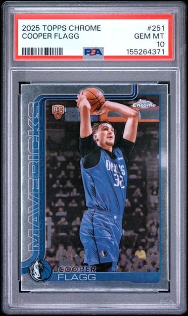 Graded 2025 Topps Chrome Cooper Flagg #251 Rookie RC Basketball Card PSA 10 Gem Mint
