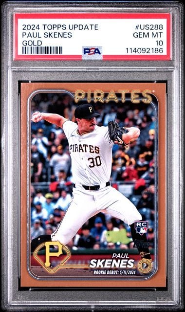 Graded 2024 Topps Update Paul Skenes #US288 Gold /2024 Rookie RC Baseball Card PSA 10 Gem Mint
