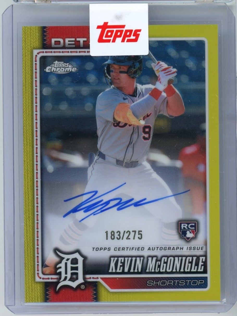 2026 Topps Chrome Kevin McGonigle #RAKM Rookie Autograph Yellow /275 Auto Rookie RC Baseball Card