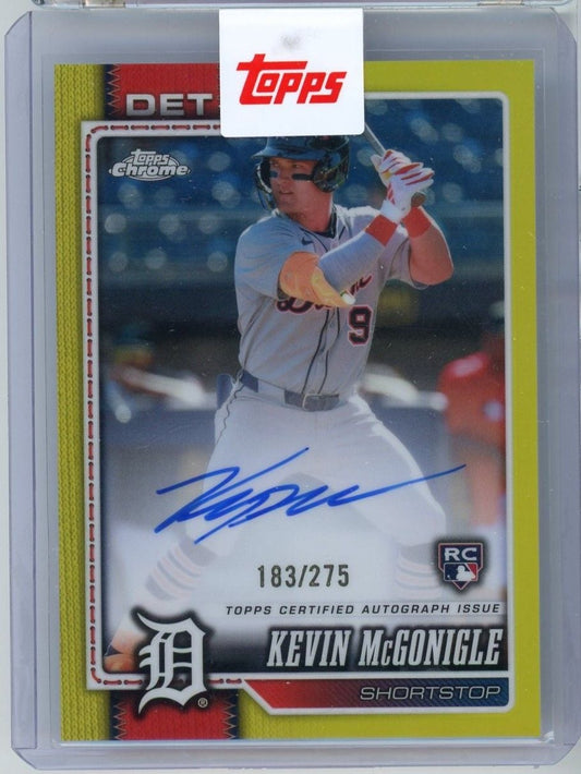2026 Topps Chrome Kevin McGonigle #RAKM Rookie Autograph Yellow /275 Auto Rookie RC Baseball Card
