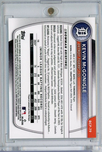 2025 Bowman Chrome Kevin McGonigle #BCP79 Mini Diamond 1st Bowman Rookie RC Baseball Card