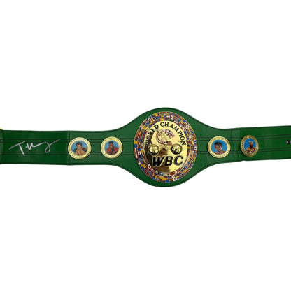 Autographed/Signed Tyson Fury WBC Green Boxing Replica Championship Belt JSA COA