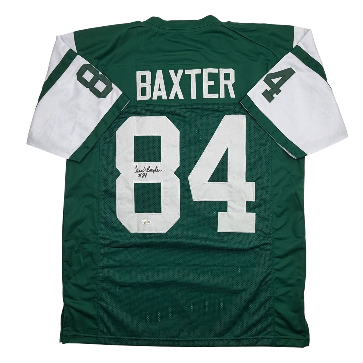 Autographed/Signed Fred Baxter New York Green Football Jersey JSA COA