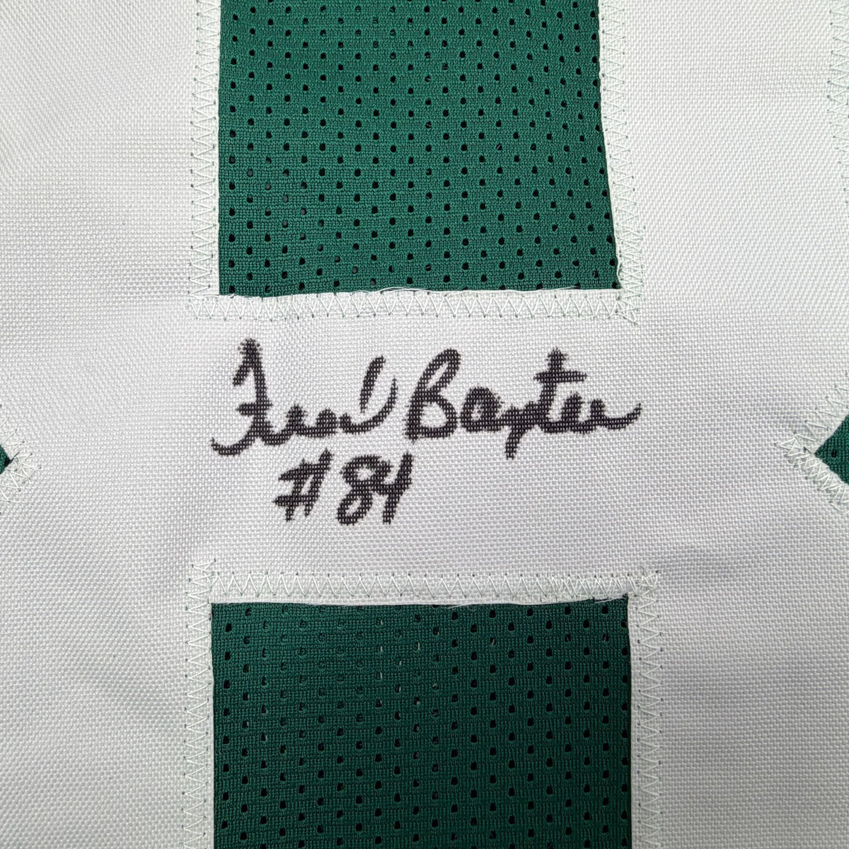 Autographed/Signed Fred Baxter New York Green Football Jersey JSA COA