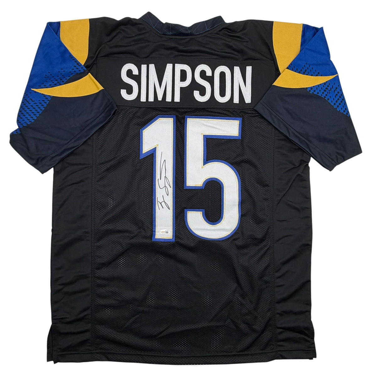 Autographed/Signed Ty Simpson Los Angeles LA Black Football Jersey JSA COA