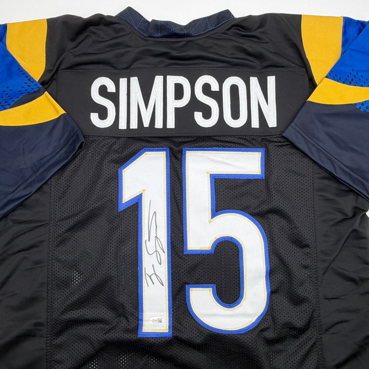Autographed/Signed Ty Simpson Los Angeles LA Black Football Jersey JSA COA