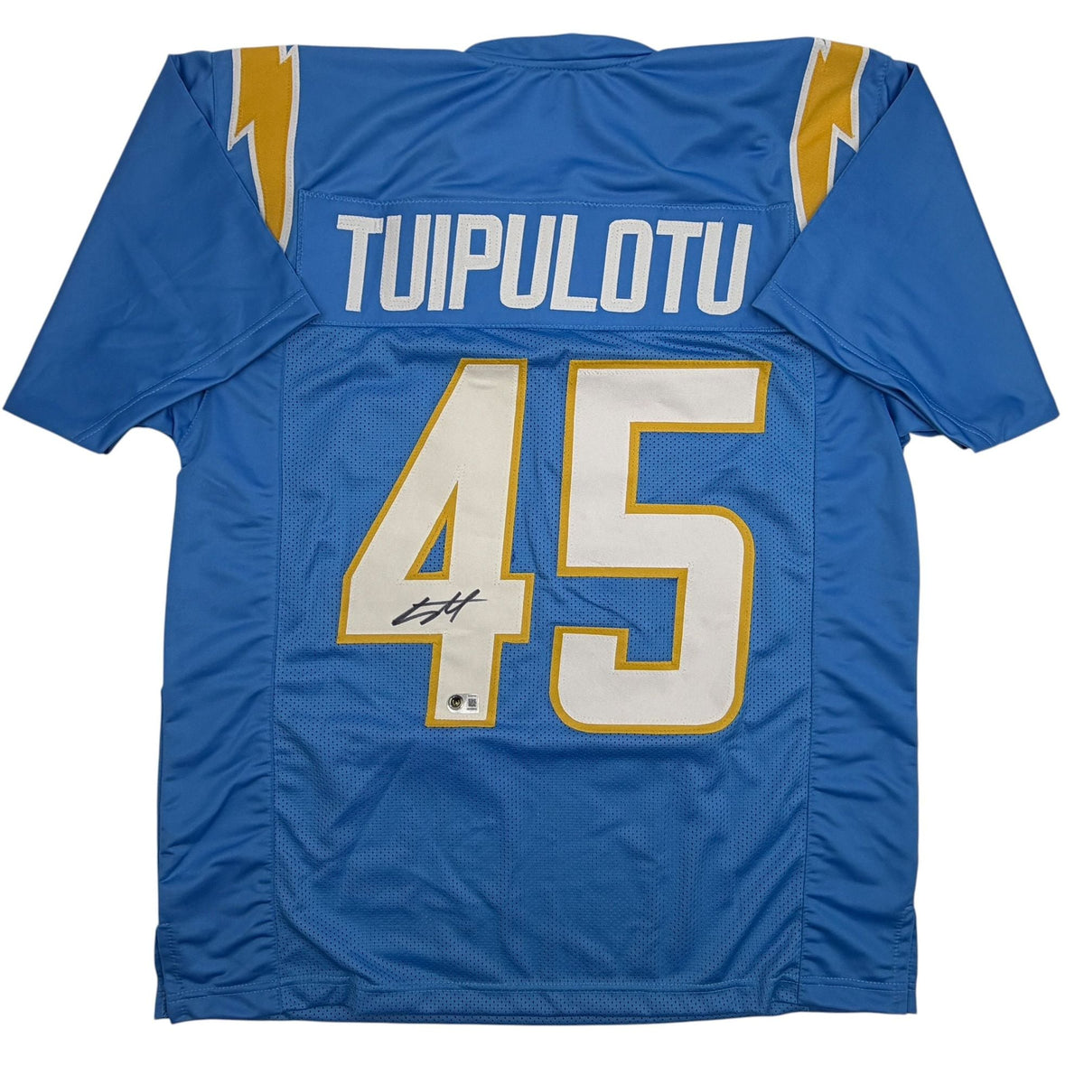 Autographed/Signed Tuli Tuipulotu Los Angeles San Diego Powder Blue Football Jersey Beckett BAS COA