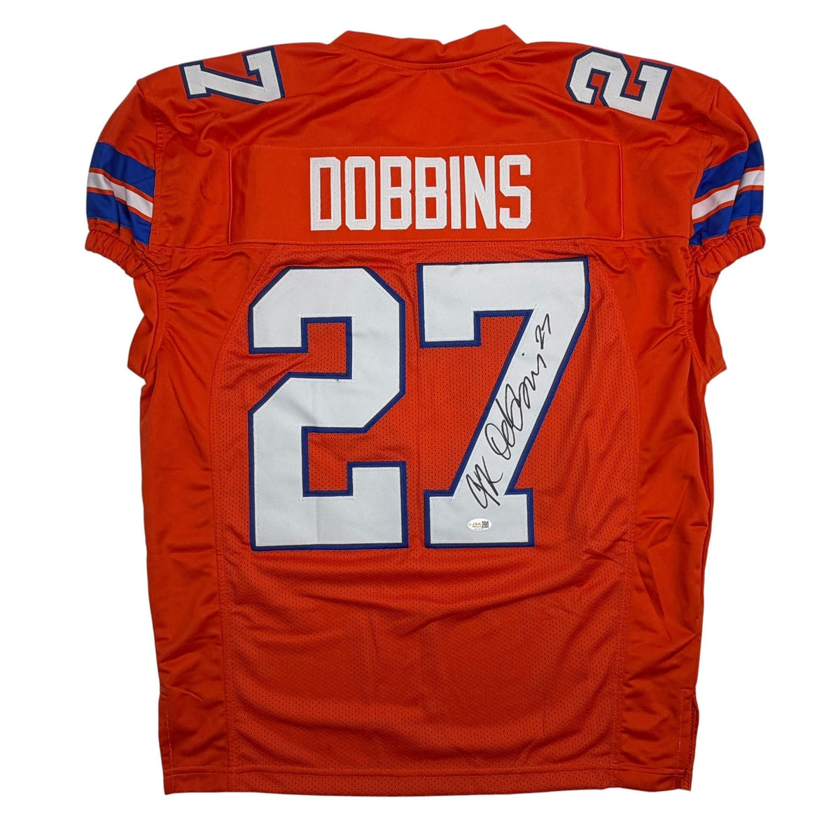 Autographed/Signed JK Dobbins Denver Retro Orange Football Jersey JSA COA