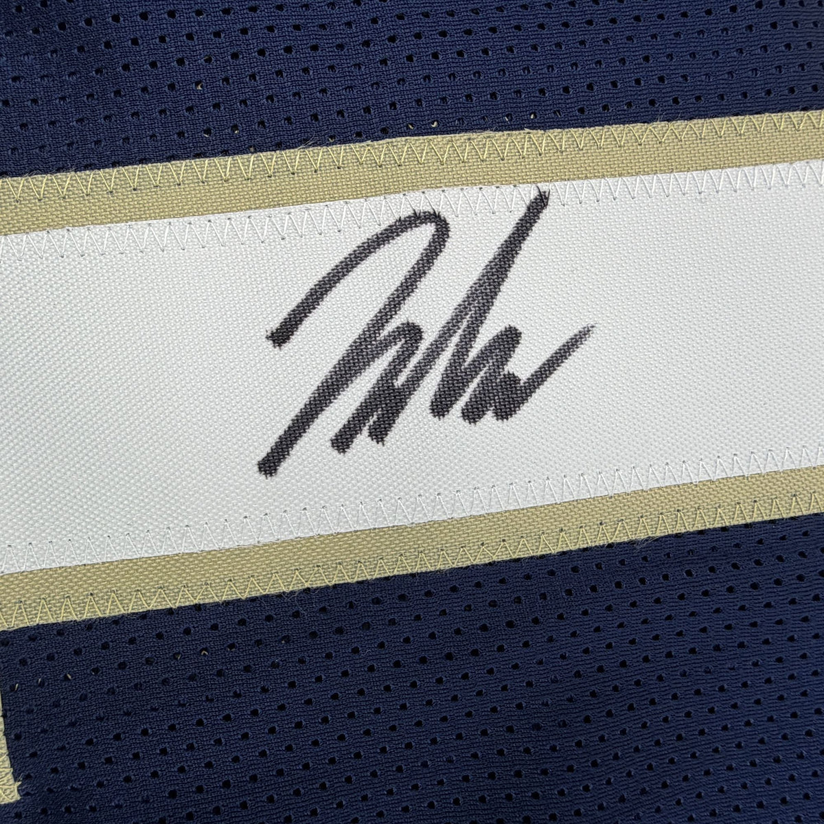 Autographed/Signed Jaden Greathouse Notre Dame Blue College Football Jersey PSA/DNA COA