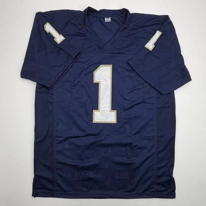 Autographed/Signed Jaden Greathouse Notre Dame Blue College Football Jersey PSA/DNA COA