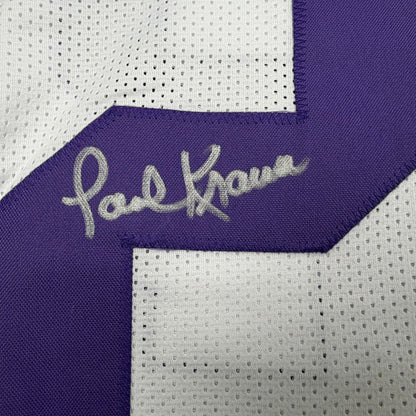 Autographed/Signed Paul Krause Minnesota White Football Jersey Beckett BAS COA