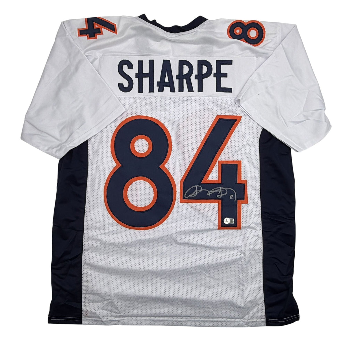 Autographed/Signed Shannon Sharpe Denver White Football Jersey Beckett BAS COA