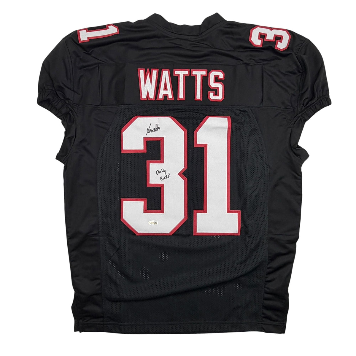 Autographed/Signed Xavier Watts Atlanta Black Pro Cut Football Jersey JSA COA