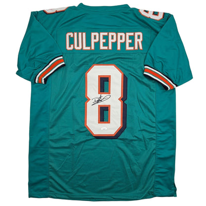 Autographed/Signed Daunte Culpepper Miami Teal Football Jersey JSA COA