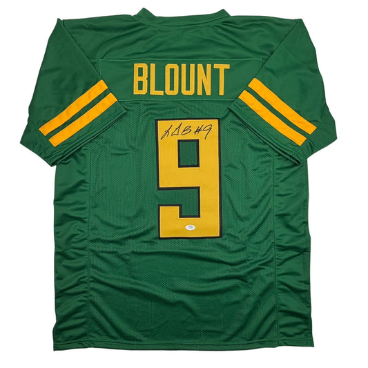 Autographed/Signed LeGarrette Blount Oregon Green College Football Jersey PSA/DNA COA