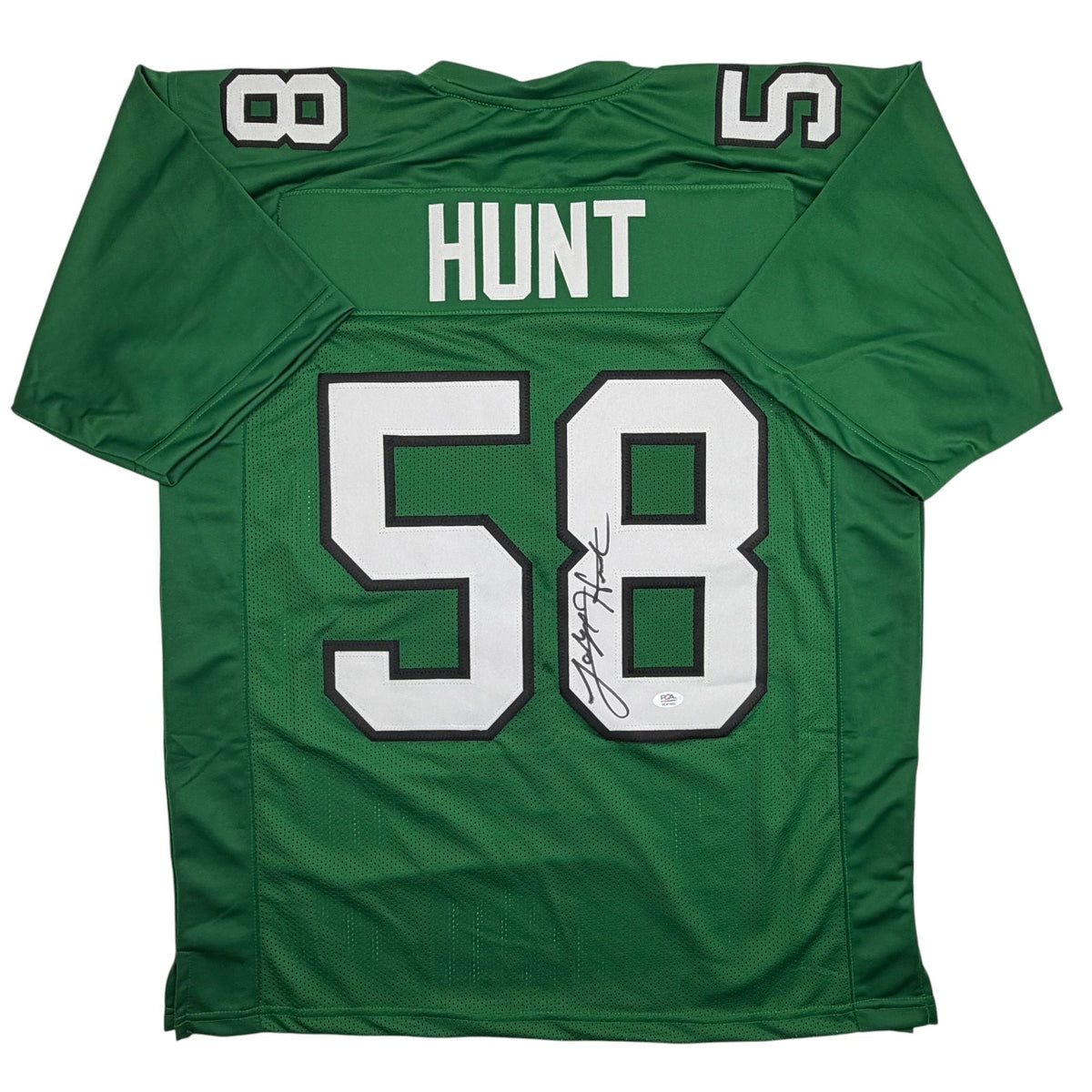 Autographed/Signed Jalyx Hunt Philadelphia Kelly Green Football Jersey PSA/DNA COA